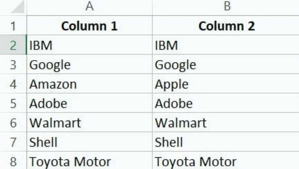 Compare Two Columns (Side by Side)