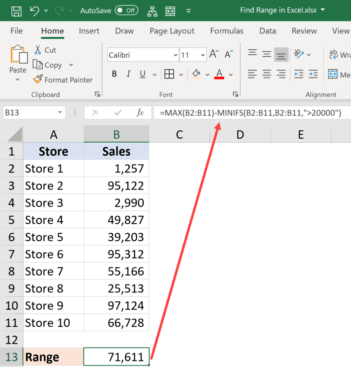 Excel Range formula